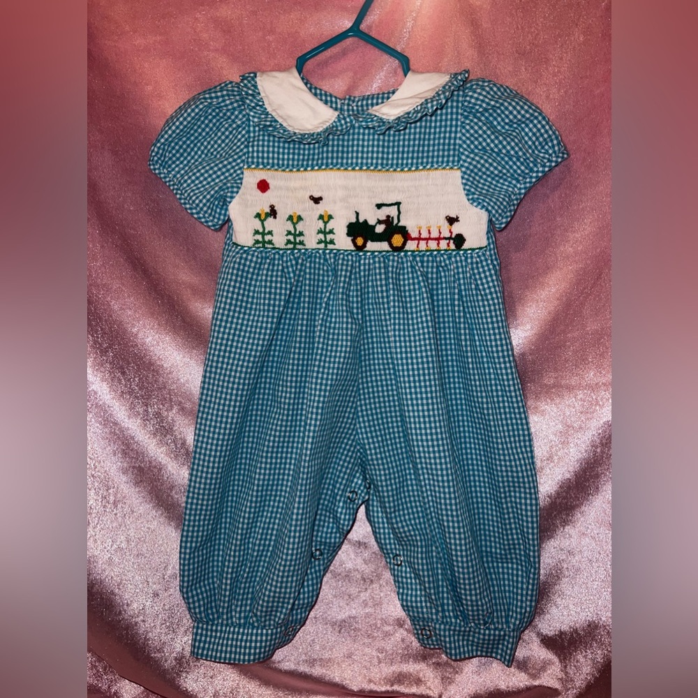 Mom and me- smocked longall- farm scene